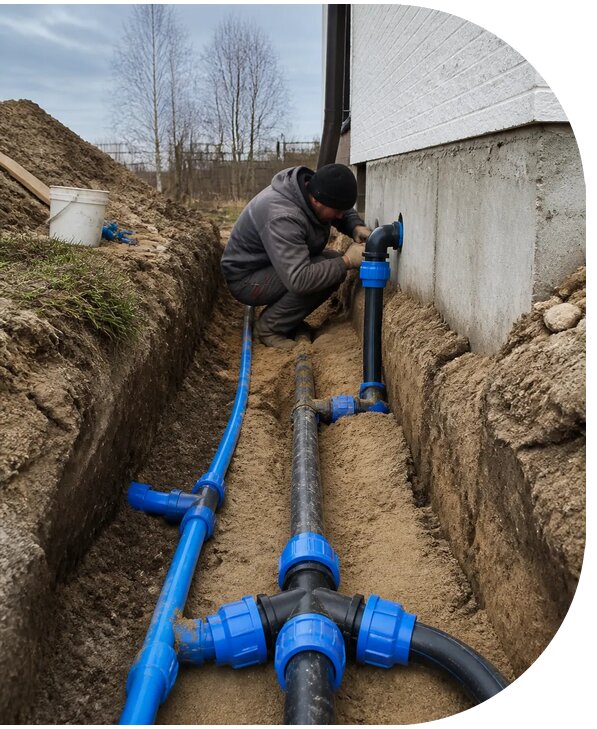 Монтаж наружного водопровода на участке под ключ в Фурманове